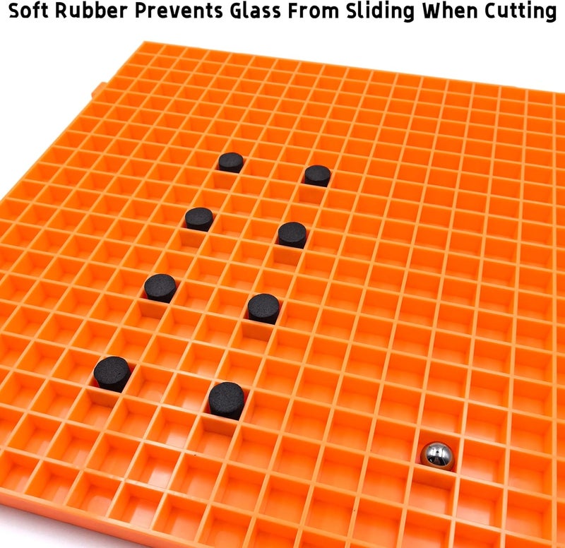 ARTKINGTO Stained Glass Cutting Mat, Solid Bottom Plastic Grid, Stained Glass Tools and Supplies, Orange, 4 Pack - Image 4